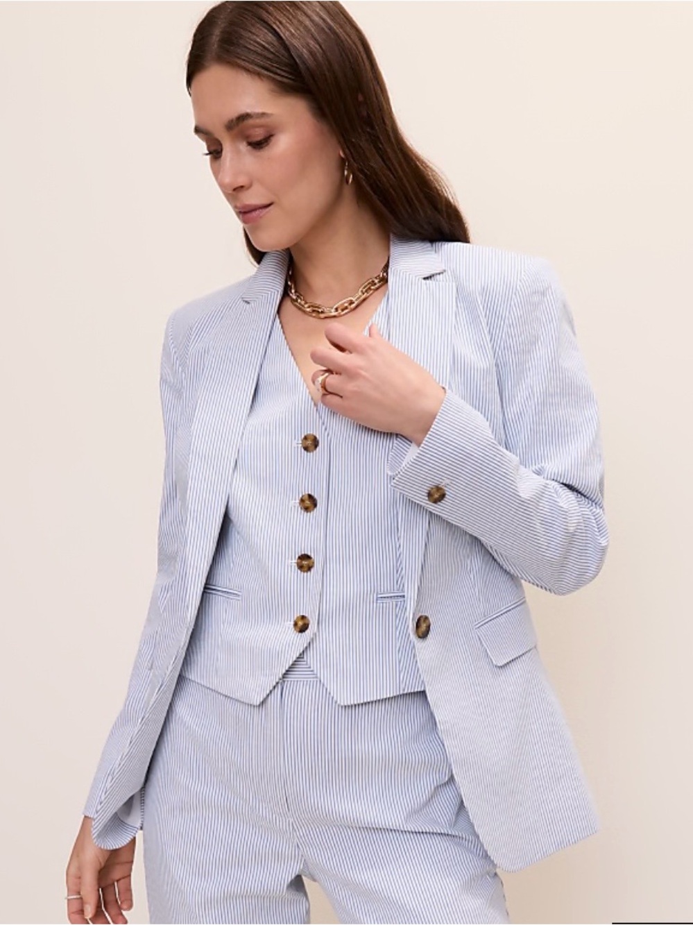Ann Taylor Light Blue Pinstripe 3 piece Suit